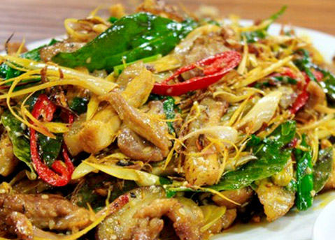 Nhím xào lăn / sả ớt