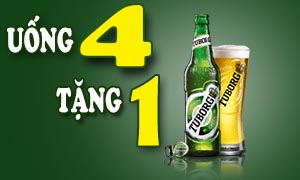 [Khuyến mại] Uống 4 tặng 1 bia chai Tuborg