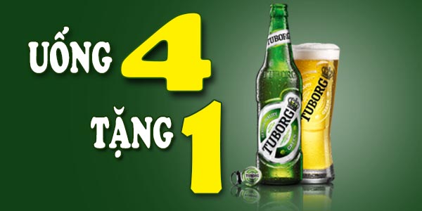[Khuyến mại] Uống 4 tặng 1 bia chai Tuborg